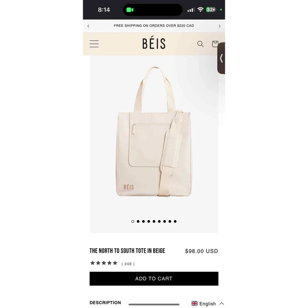 Beis north to south tote beige 15 x 13 stained read description‎